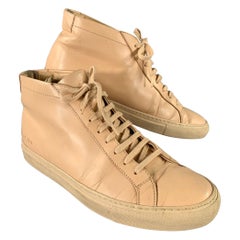 COMMON PROJECTS Size 8 Peach Leather High Top Sneakers