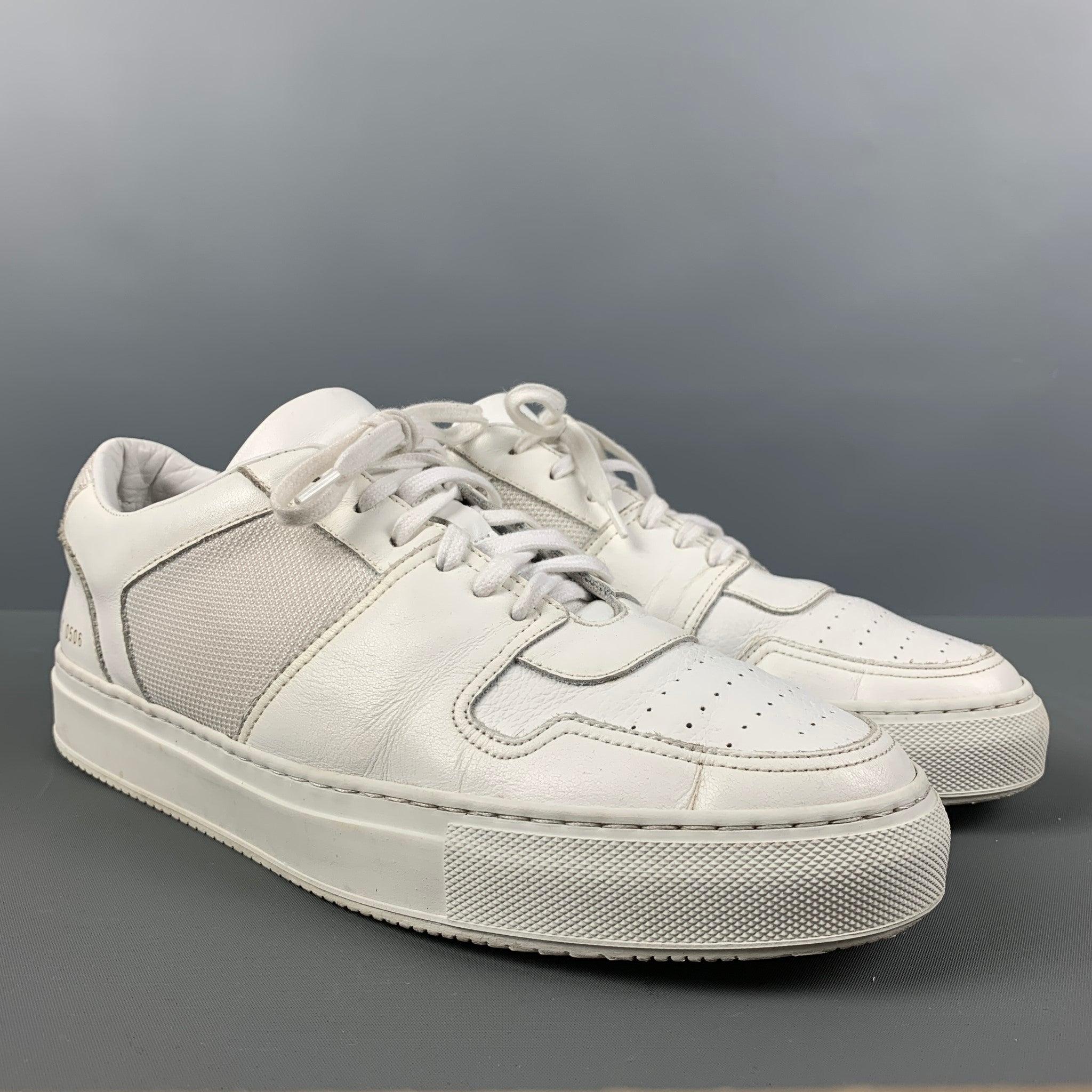 COMMON PROJECTS sneakers comes in a white mixed material and leather featuring a low-top style and a lace up closure. Made in Italy. Very Good Pre-Owned Condition. 

Marked:   2330 41 0506Outsole: 11.5 inches  x 4 inches 

  
  
 
Reference: