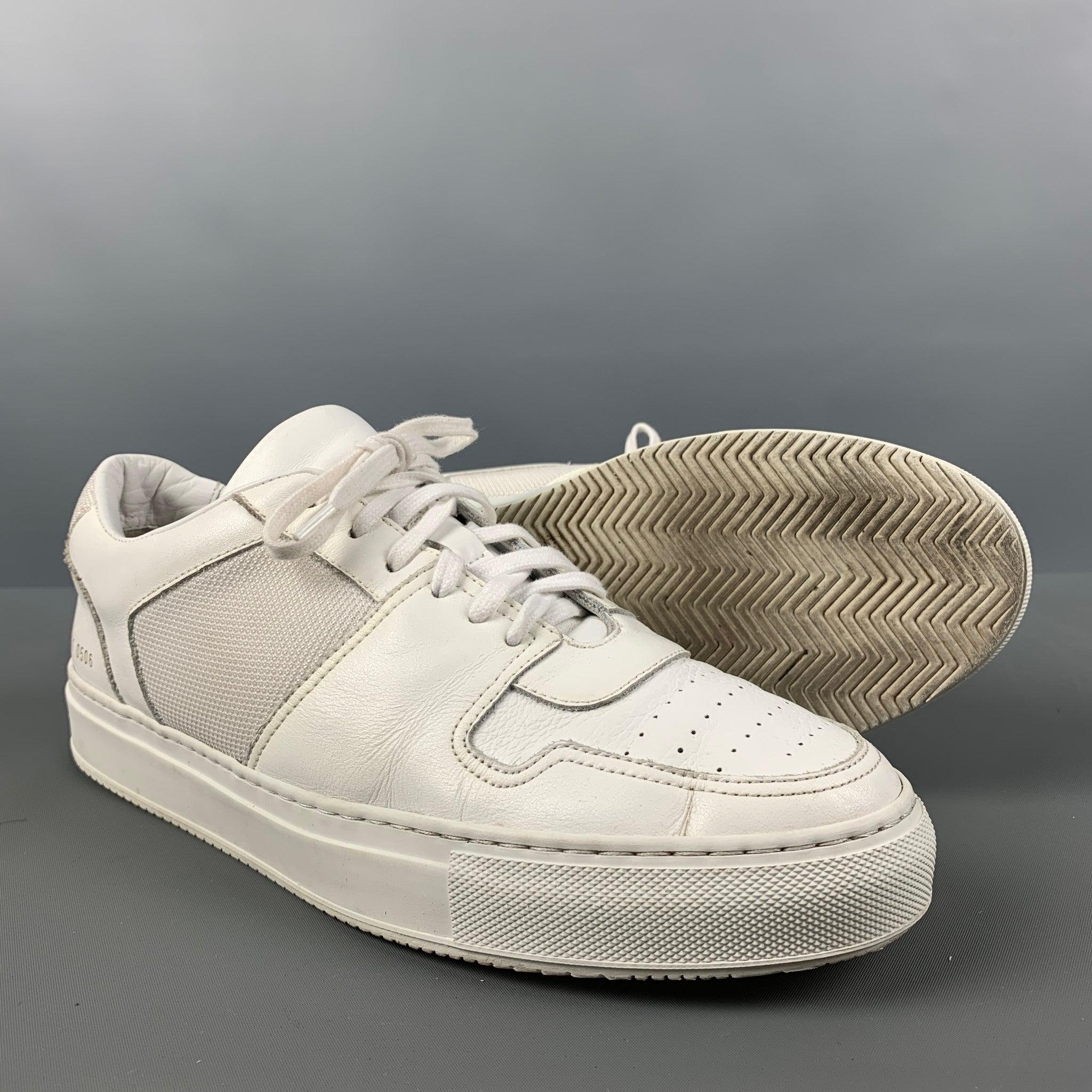 COMMON PROJECTS Size 8 White Mixed Materials Leather Low Top Sneakers 1