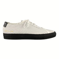 COMMON PROJECTS Size 9 White & Black Perforated Leather Lace Up Sneakers