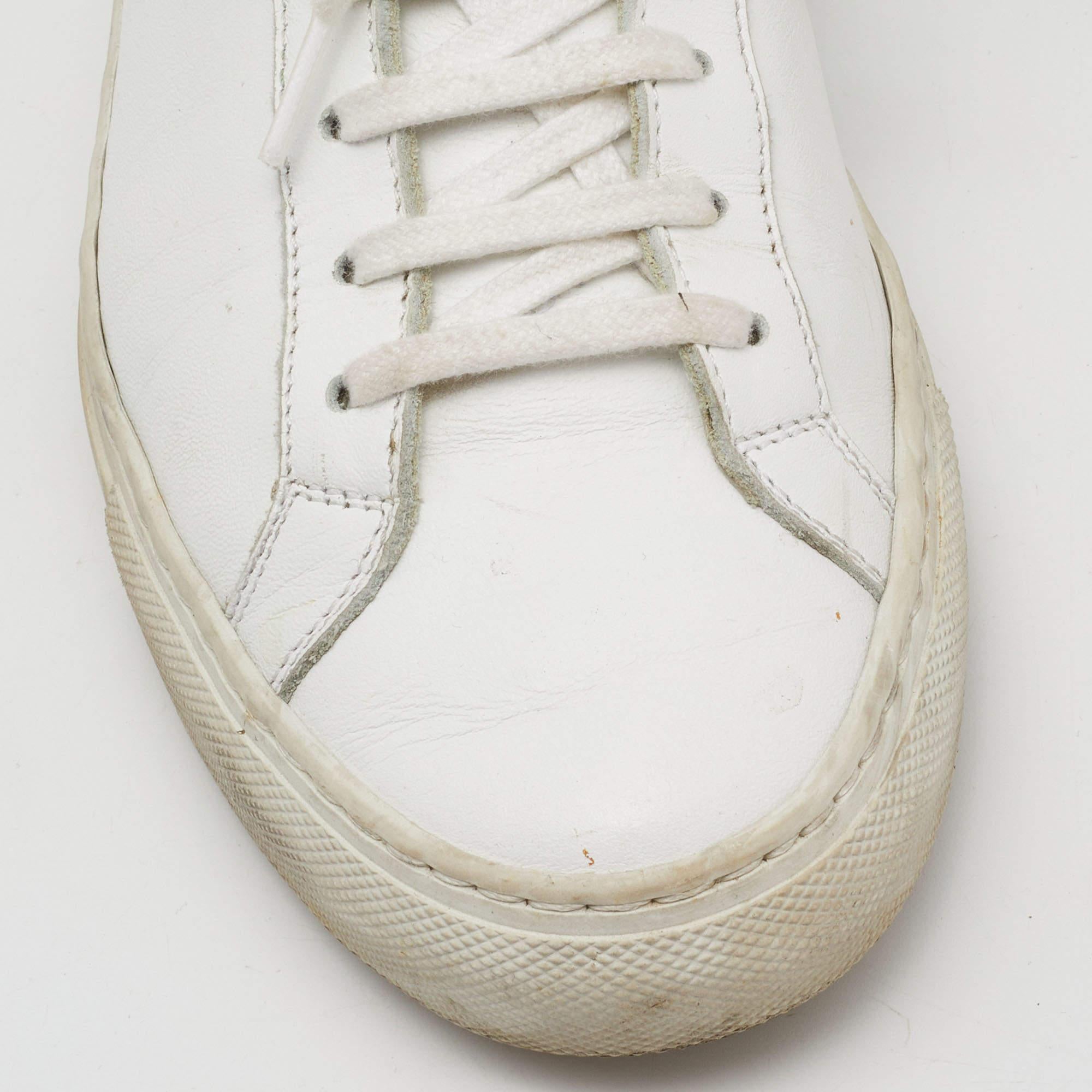 Common Projects Weiß Leder Achilles Low Top Sneakers Größe 37 im Angebot 2