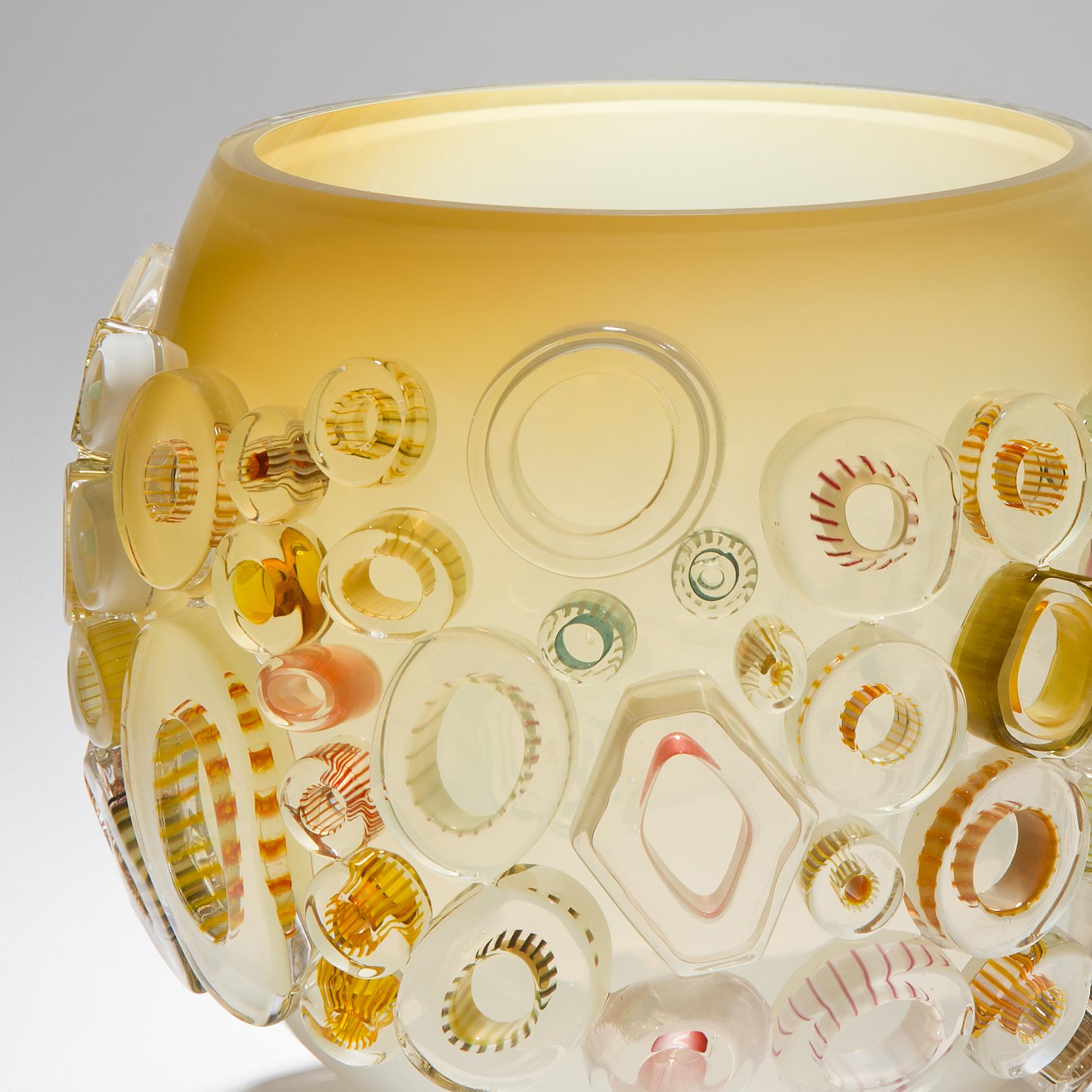 Dutch Common Ray Honey Caramel, a Unique Yellow Glass Centrepiece by Sabine Lintzen For Sale