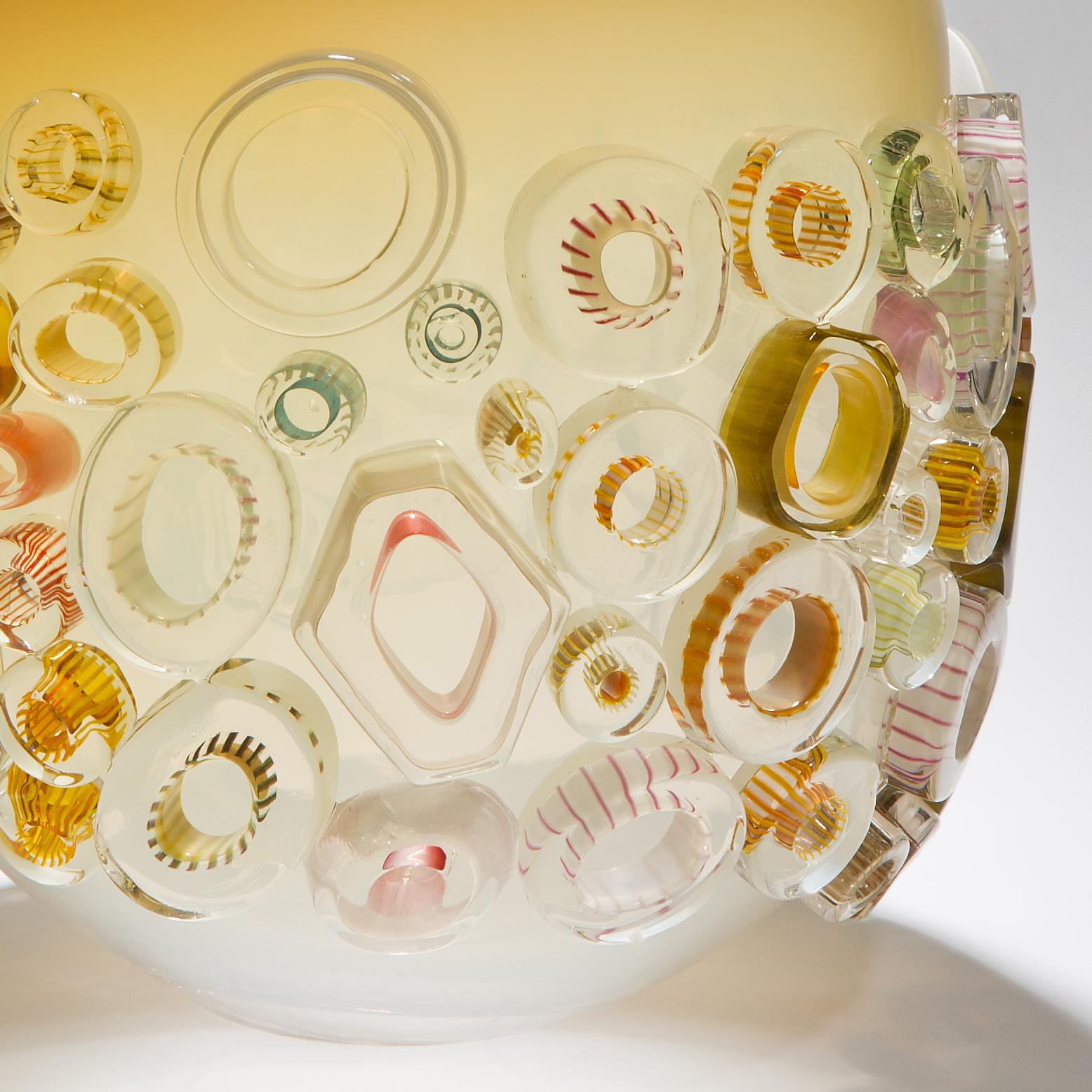 Hand-Crafted Common Ray Honey Caramel, a Unique Yellow Glass Centrepiece by Sabine Lintzen For Sale