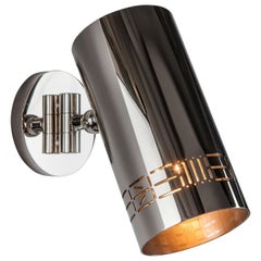 Commune Reading Sconce with Adjustable Nickel Cylinder Shade by Remains Lighting