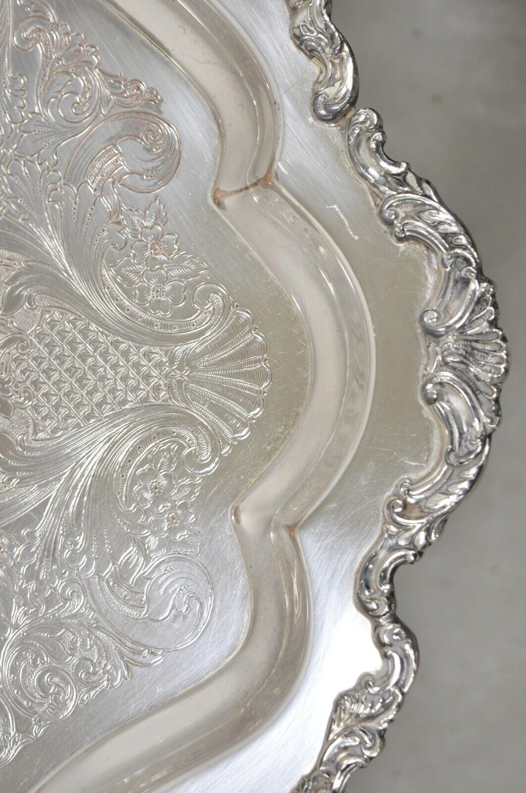 Community Ascot 0316-10 Silver Plated Ornate Twin Handle Serving Platter Tray For Sale 5