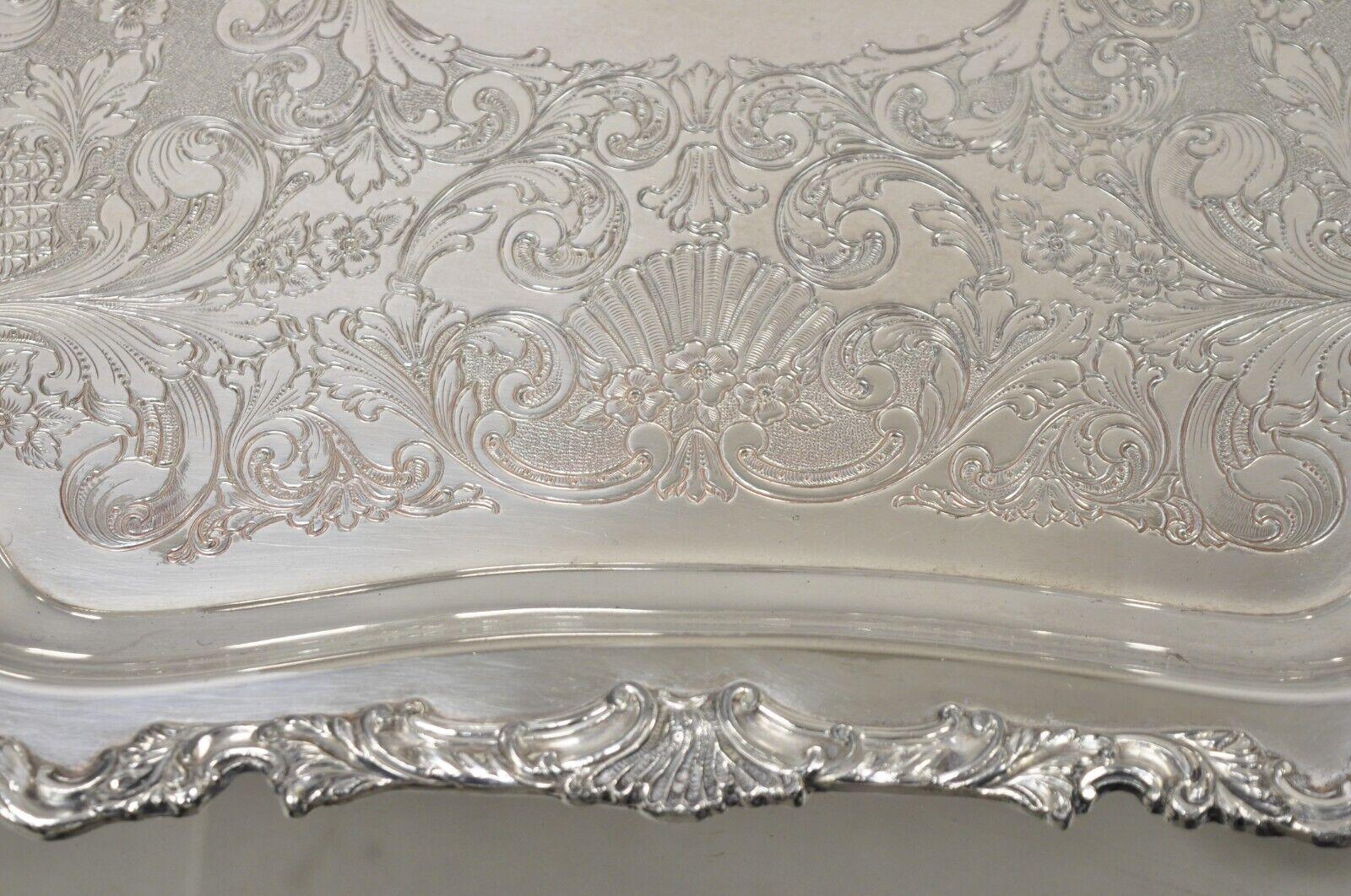 Community Ascot 0316-10 Silver Plated Ornate Twin Handle Serving Platter Tray In Good Condition For Sale In Philadelphia, PA