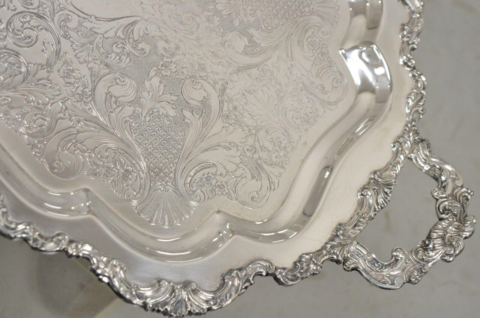 Community Ascot 0316-10 Silver Plated Ornate Twin Handle Serving Platter Tray For Sale 1
