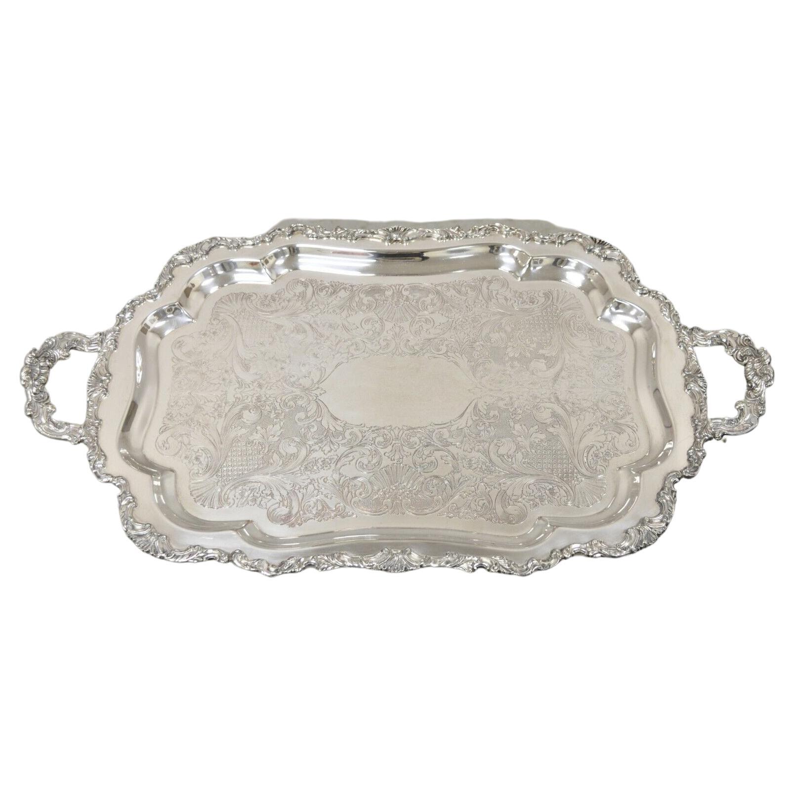Community Ascot 0316-10 Silver Plated Ornate Twin Handle Serving Platter Tray For Sale