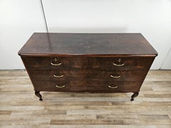 1930s five-drawer wooden dresser with brass handles