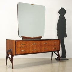 1950s dresser, brown stained beech, and mirror