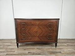 1980s walnut, rosewood and maple dresser with four drawers