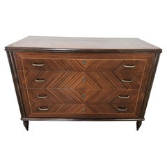 1980s walnut, rosewood and maple dresser with four drawers