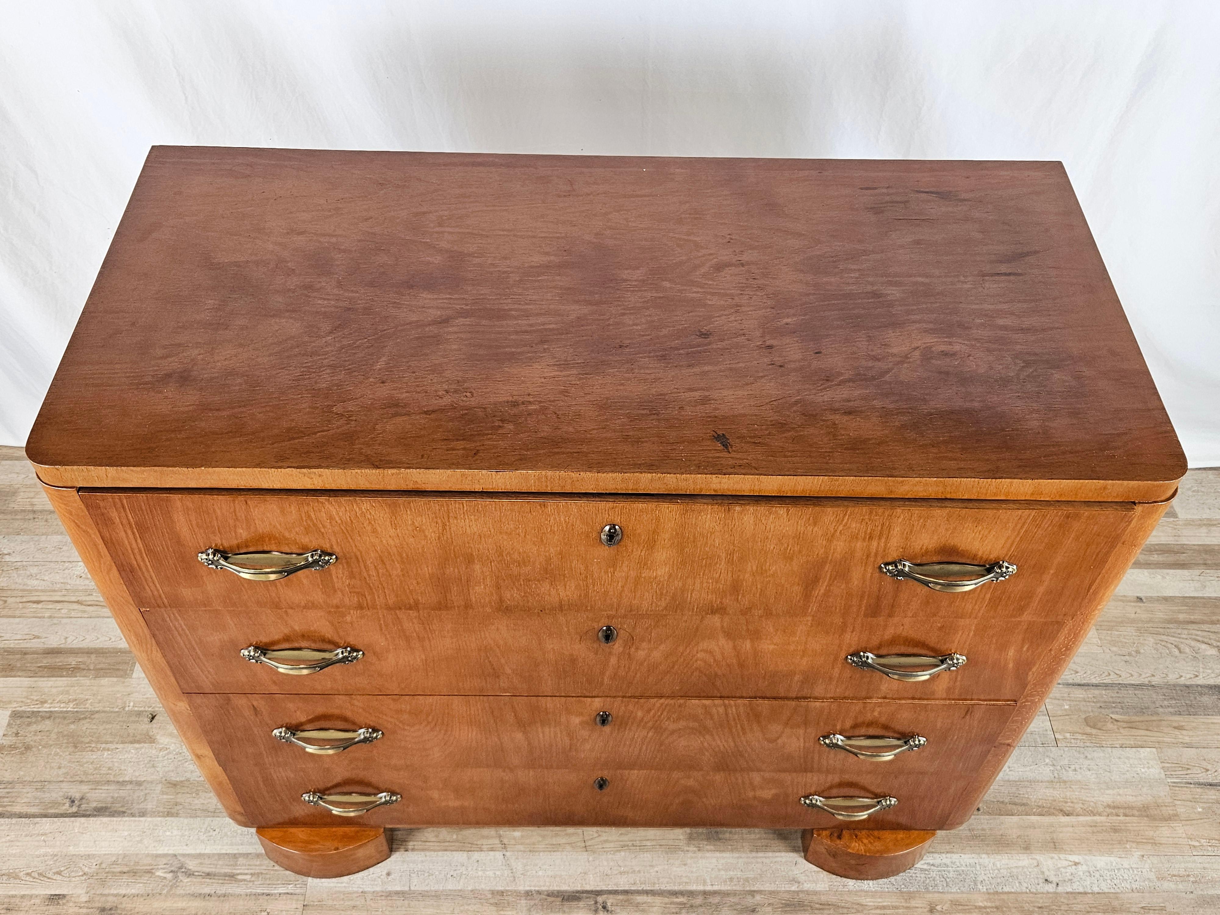 Italian Art Deco dresser with four drawers 20th century  For Sale