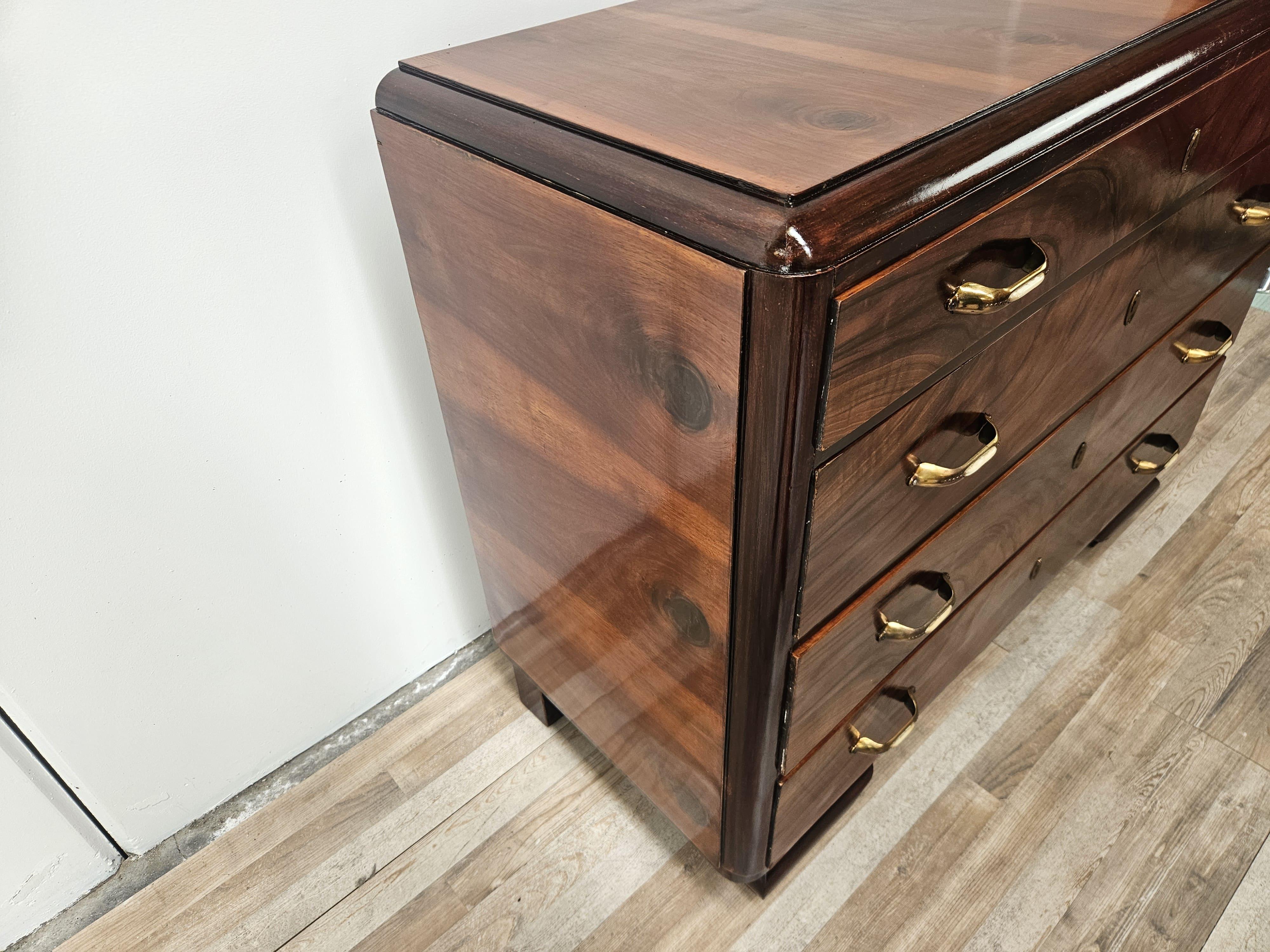 Comò Art Decò in piuma di mogano anni '40 Art Decó en venta