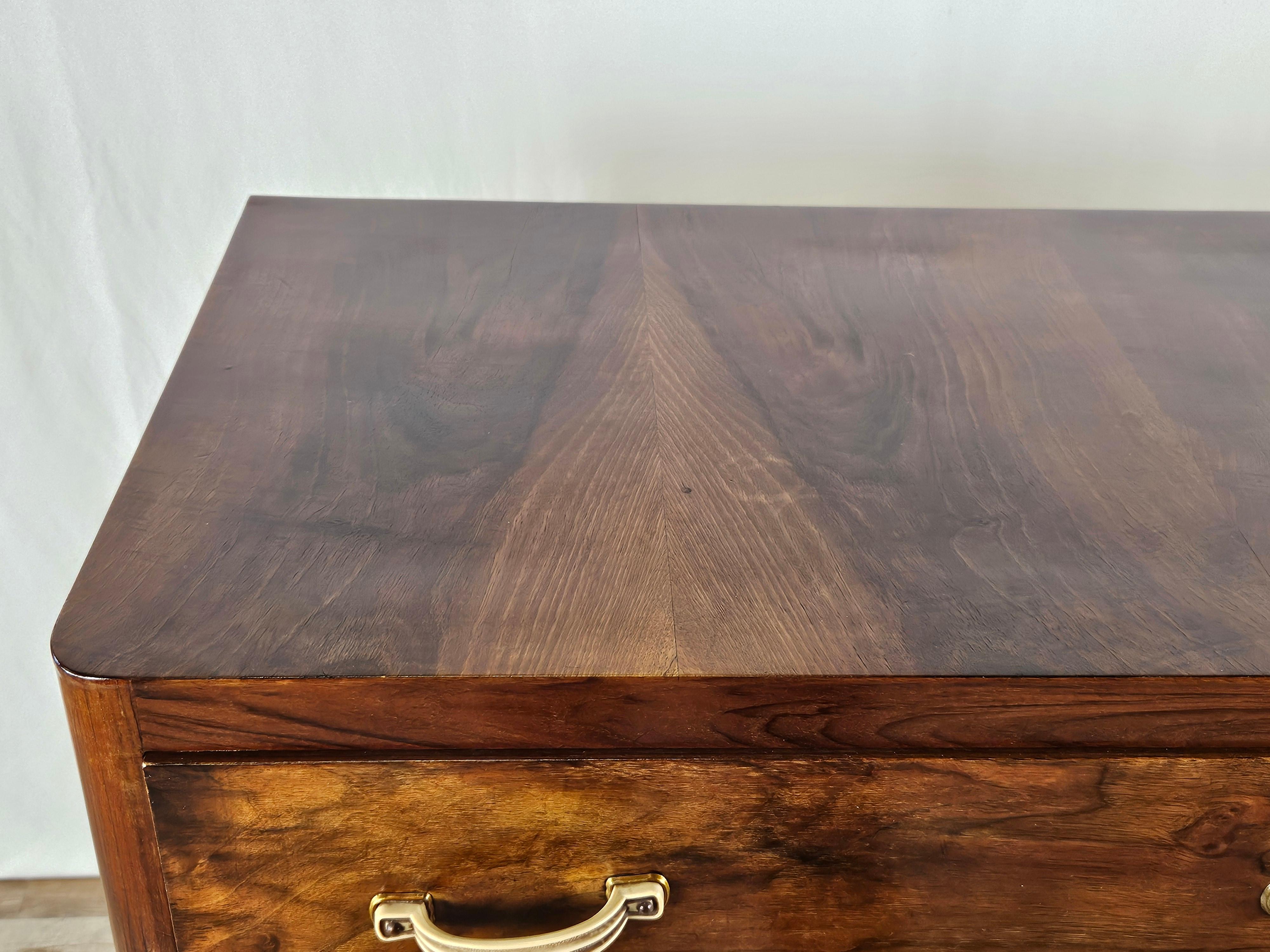 Walnut Art Deco walnut-root dresser with four drawers For Sale