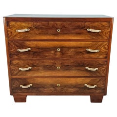 Vintage Art Deco walnut-root dresser with four drawers
