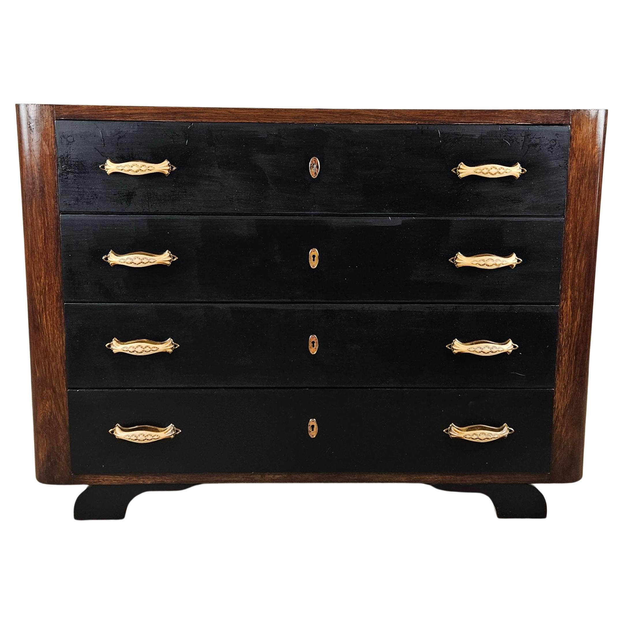 Ángel Cerdá Cassettiera Alta Moderna 4 Cassetti | Comò Stretto In MDF Laccato Nebbia Lucida E Noce - 60x45x120 Cm