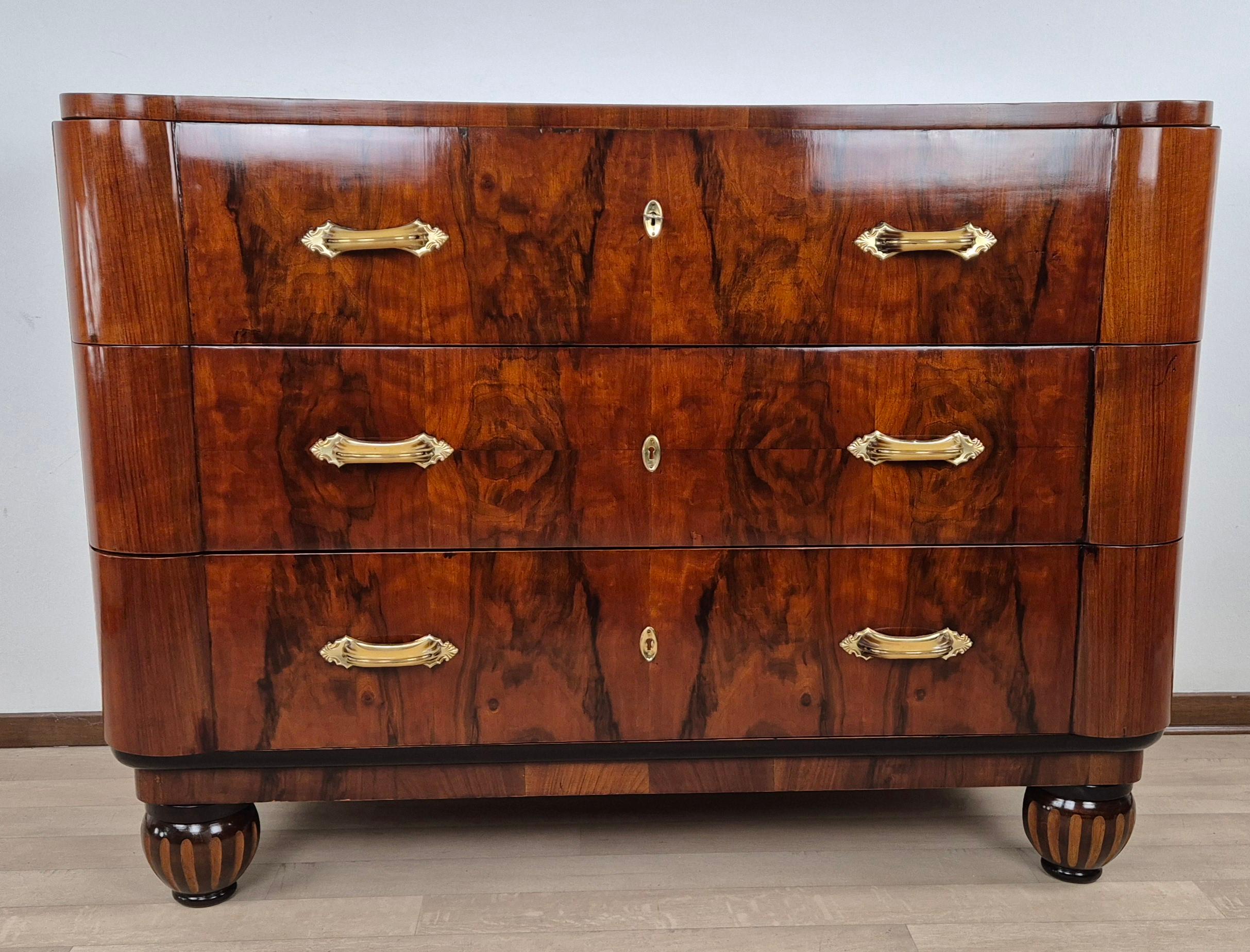 Venezianisches Art Deco Como 3 Schubladen 1934 (Italian) im Angebot