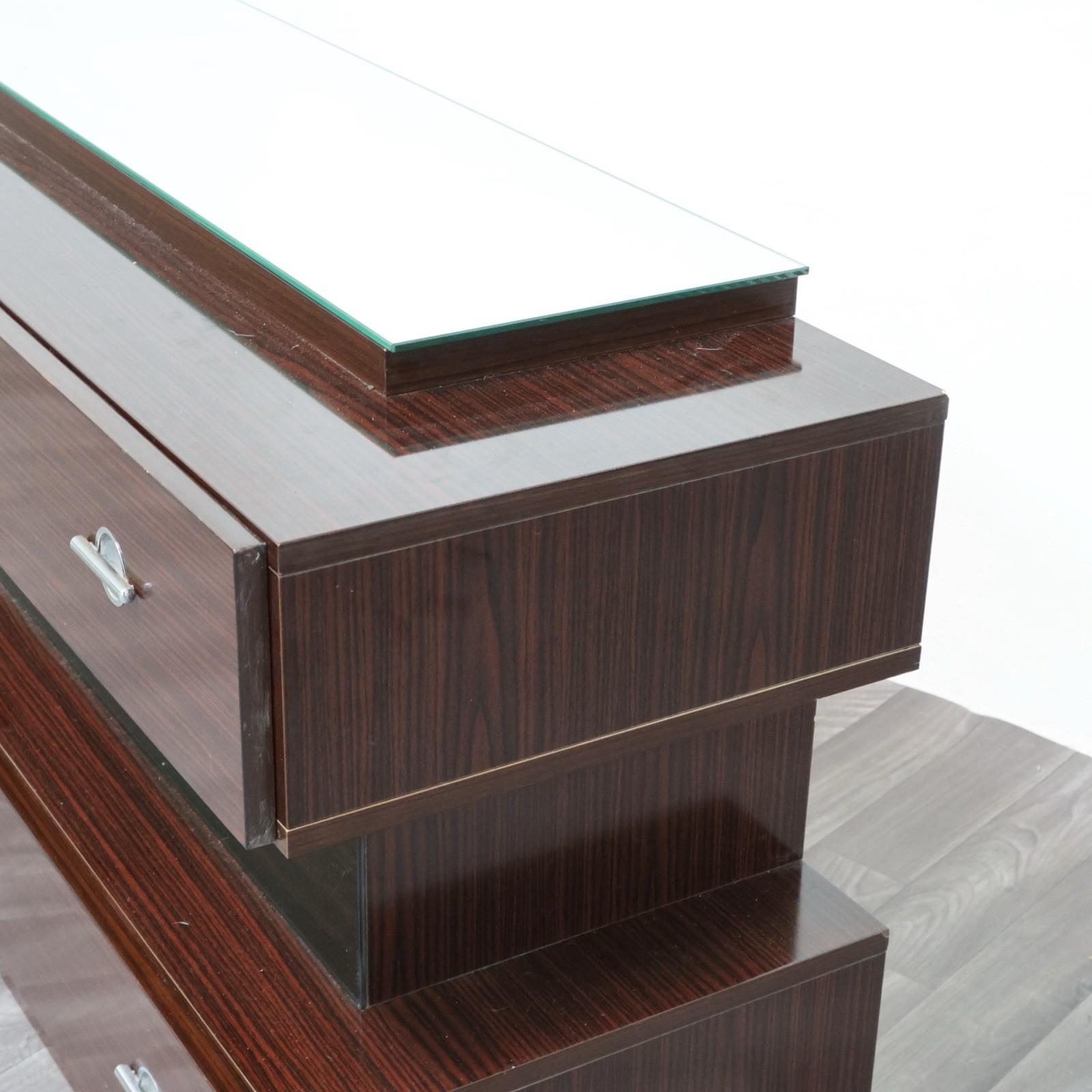 Comò Cassettiera In Ebano Macassar E Specchio Cubic Design Modernariato 1980’s in vendita 4