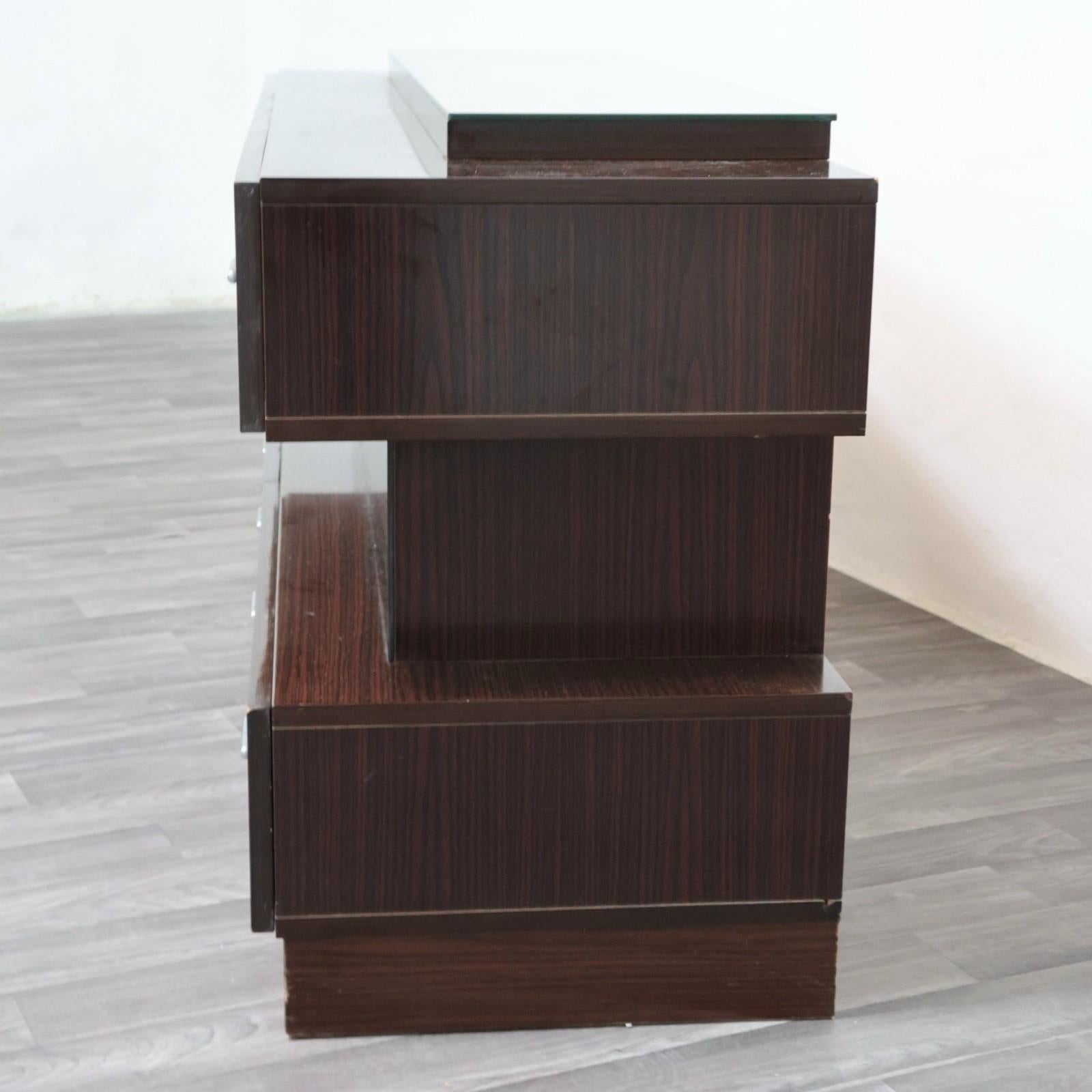 Comò Cassettiera In Ebano Macassar E Specchio Cubic Design Modernariato 1980’s in vendita 5