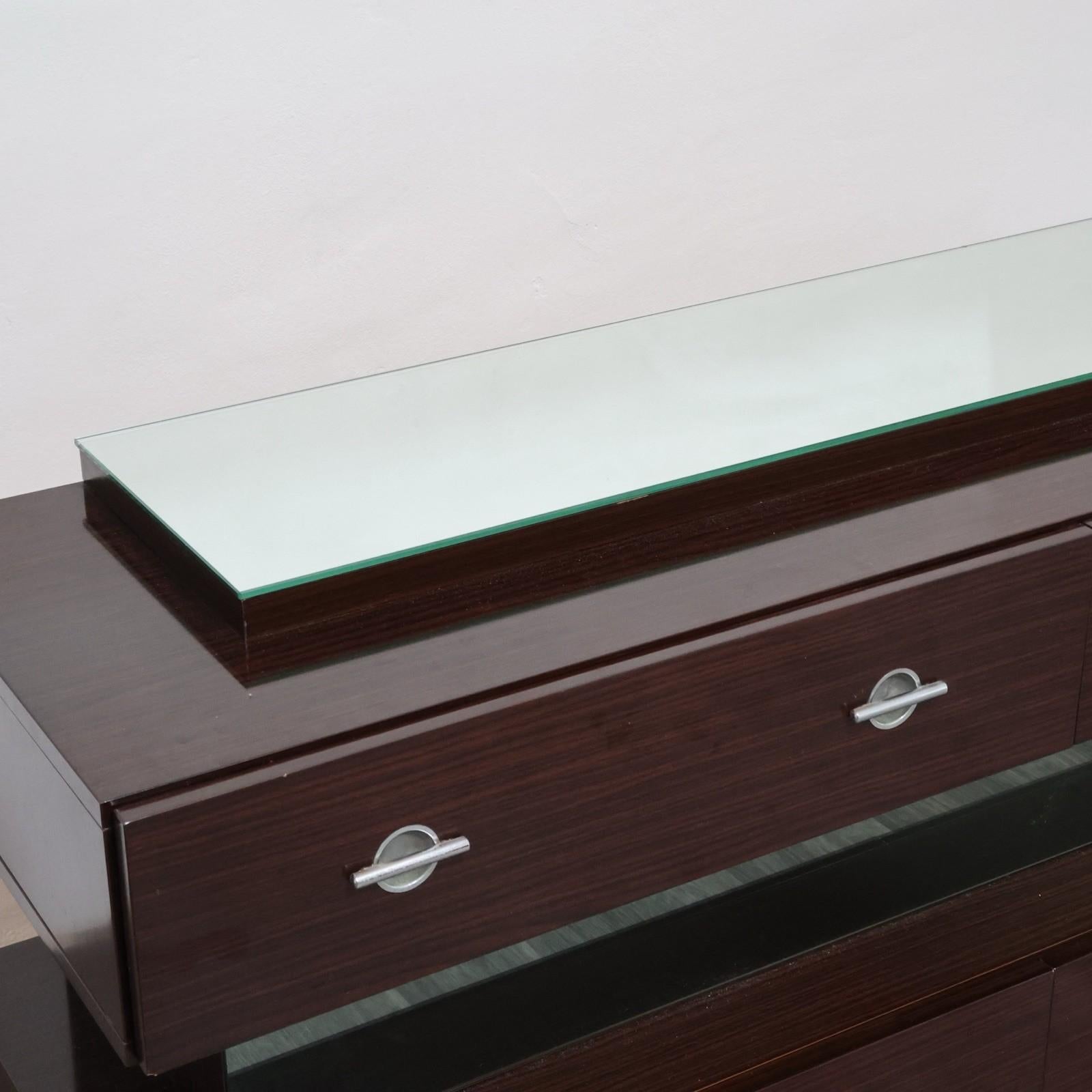 Comò Cassettiera In Ebano Macassar E Specchio Cubic Design Modernariato 1980’s in vendita 11