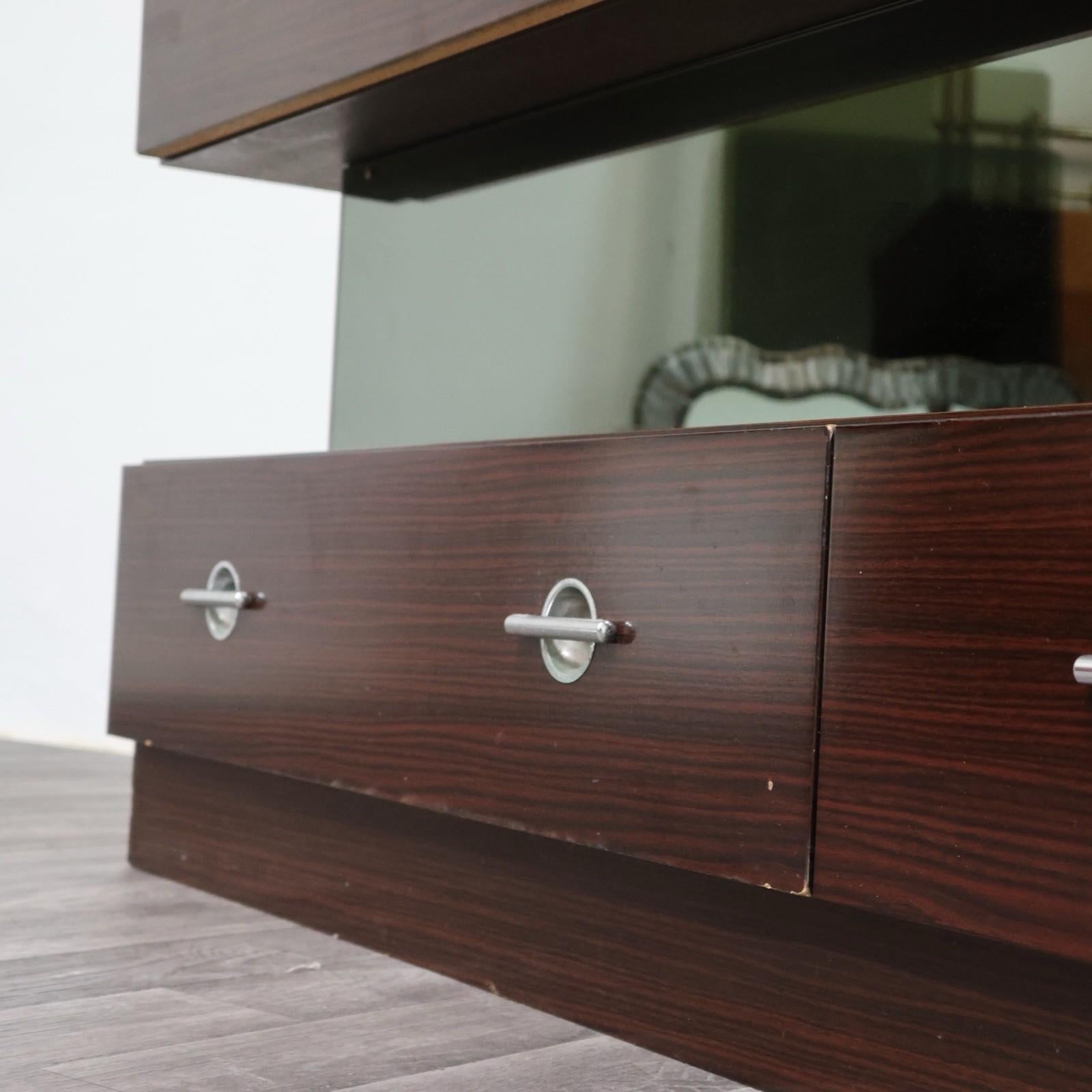 Comò Cassettiera In Ebano Macassar E Specchio Cubic Design Modernariato 1980’s in vendita 2