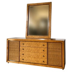 Commode avec miroir de la marque Vivai del Sud, en ronce de noyer, Italie, années 80