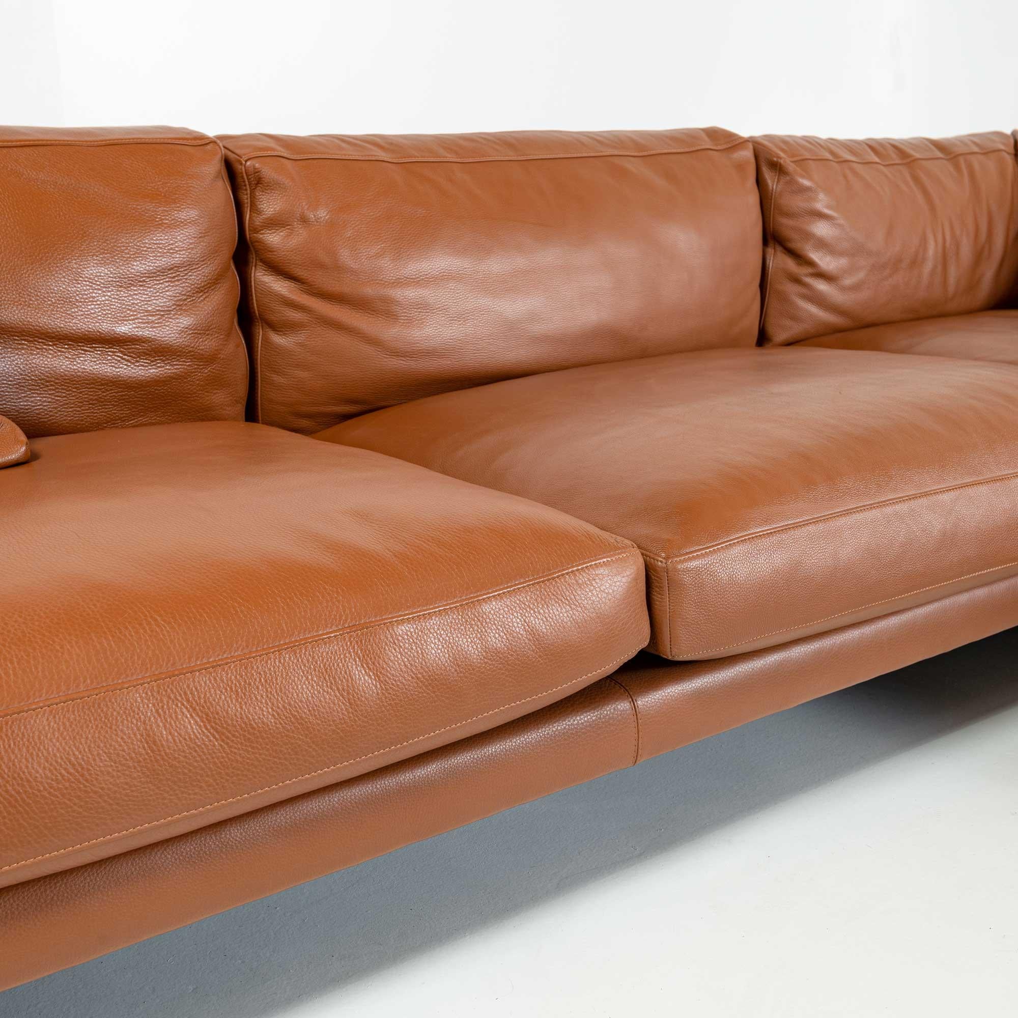Como Corner Sectional Sofa, Designed by Giorgio Soressi for DWR, Canyon Leather 1