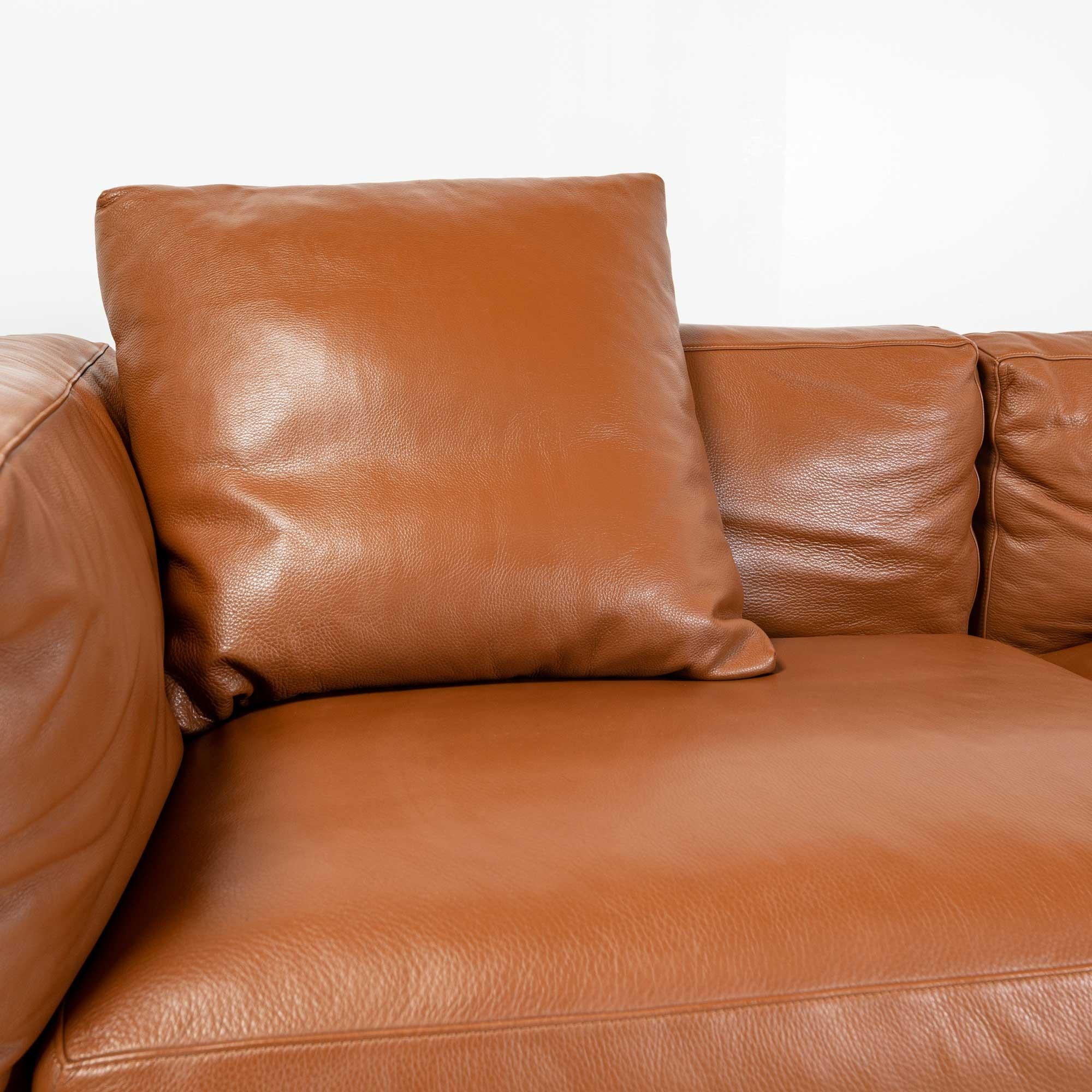 Como Corner Sectional Sofa, Designed by Giorgio Soressi for DWR, Canyon Leather 2