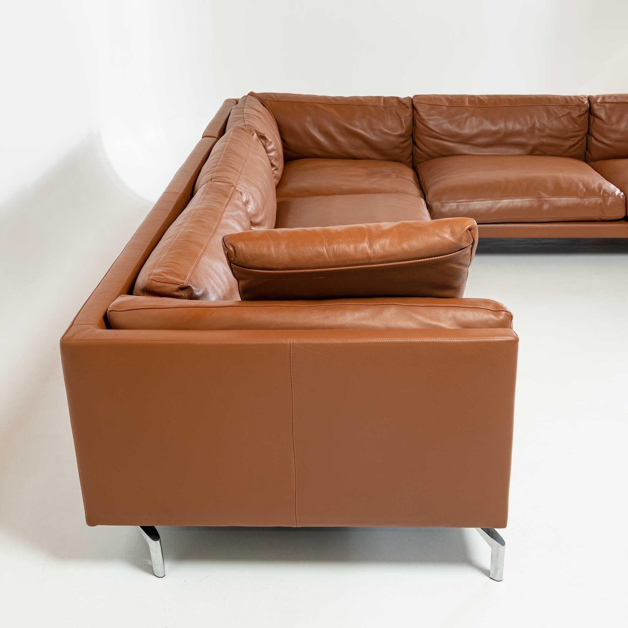 Como Corner Sectional Sofa, Designed by Giorgio Soressi for DWR, Canyon Leather 4
