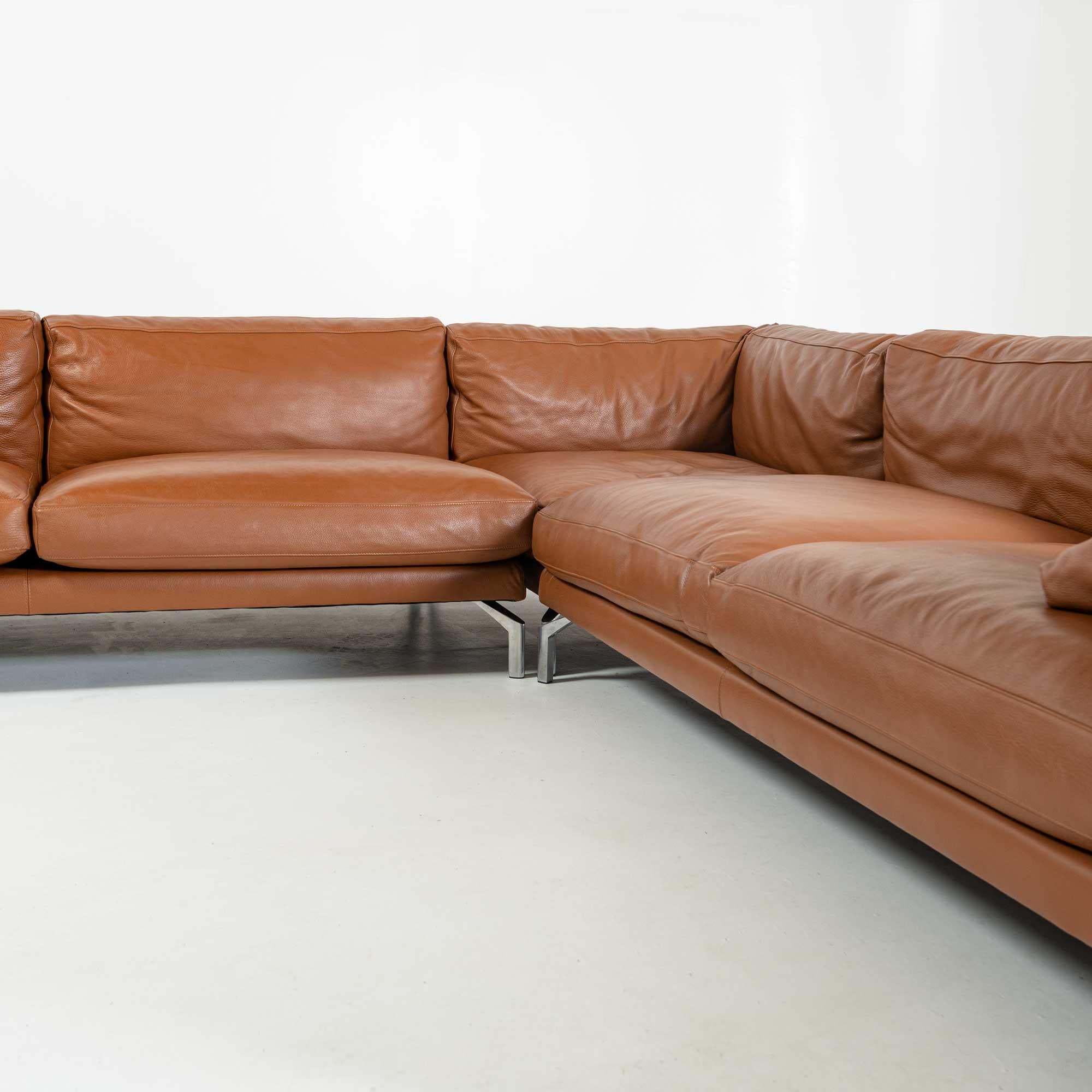 Mid-Century Modern Como Corner Sectional Sofa, Designed by Giorgio Soressi for DWR, Canyon Leather