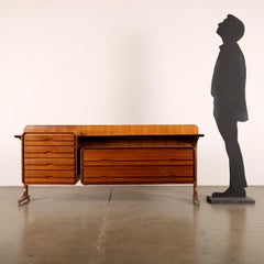 Comò Galleria Mobili d'Arte Cantù anni 60, in ottone e legno marrone