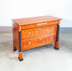 Commode IMPERO d'origine, en bois marqueté et ébénisé. Premier 1800