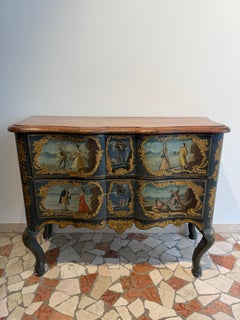 Comò mosso, laccato e dipinto - prima metà XVIII secolo. Sicilia