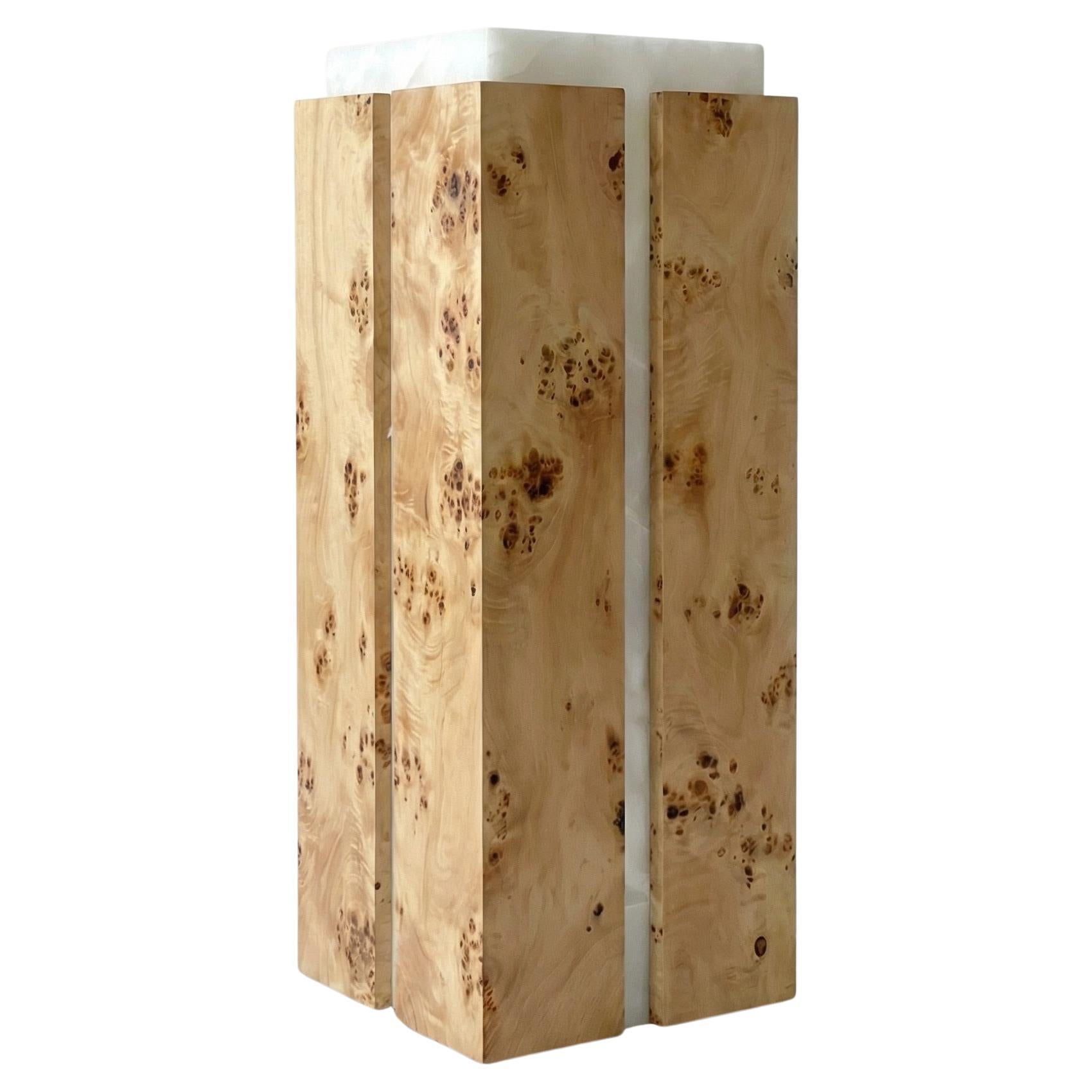 COMO PLINTH - Burl wood and white onyx