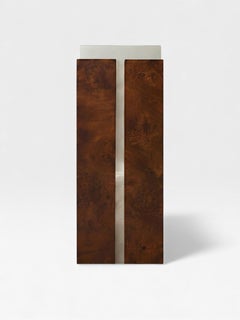 COMO PLINTH - Dark Burl wood and white onyx