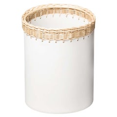 Como Round Bin in White Leather