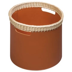 Como Small Round Basket in Cognac Leather
