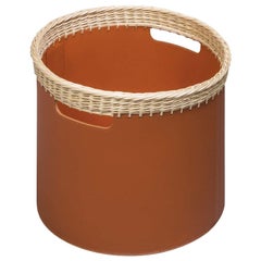 Petit panier rond Como en cuir cognac