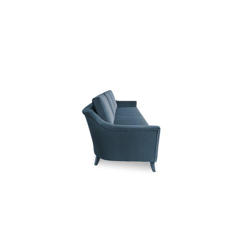 Art Deco Como Sofa in Cotton Velvet and Fully Upholstered Legs by Brabbu For Sale