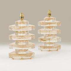 Como stacked Murano table lamps with gold flecks, Italy, modern