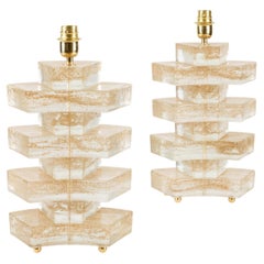 Como stacked Murano table lamps with gold flecks, Italy, modern