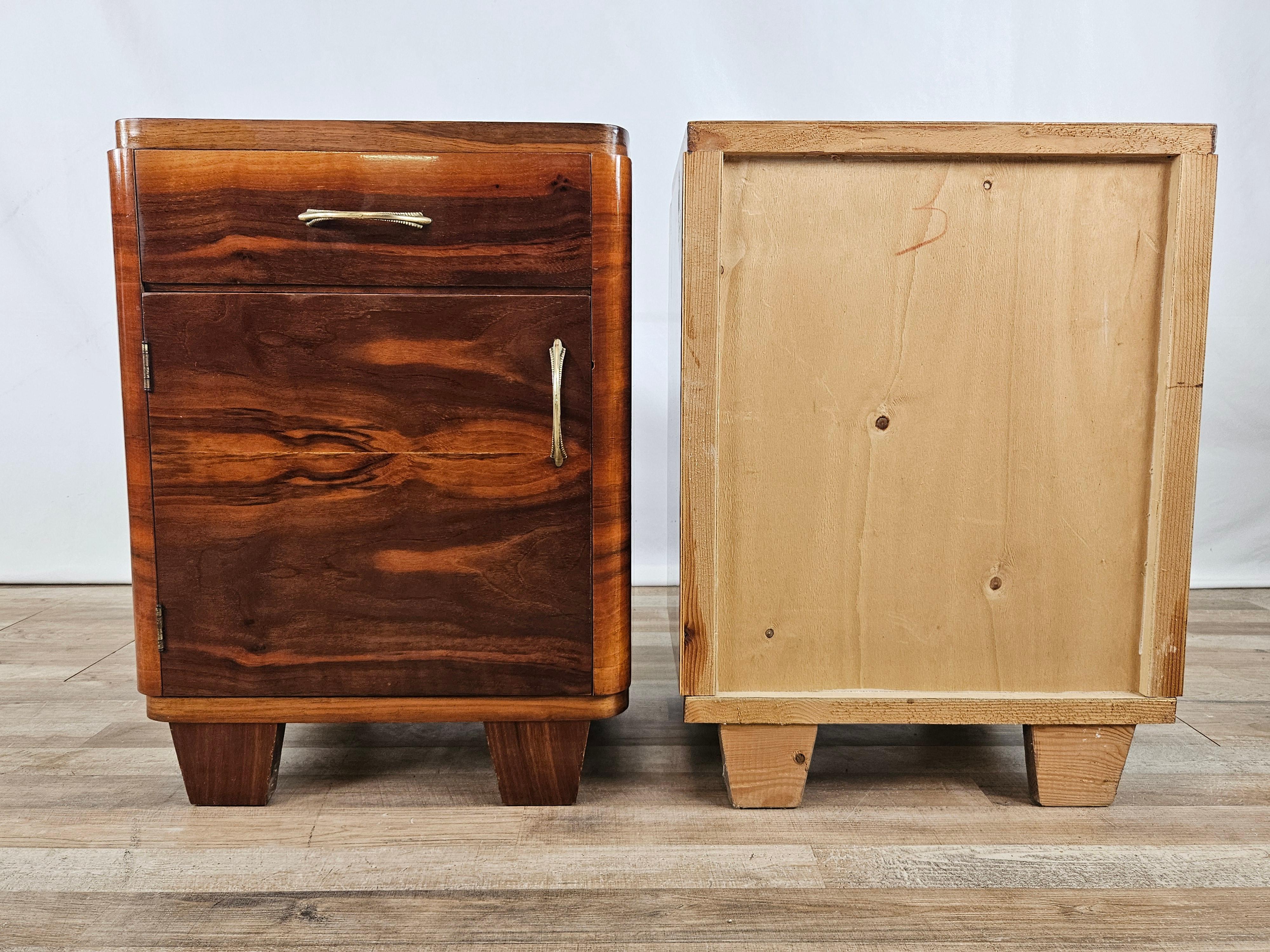 Mid-Century Modern Walnut-covered 1950s nightstands 20th century For Sale