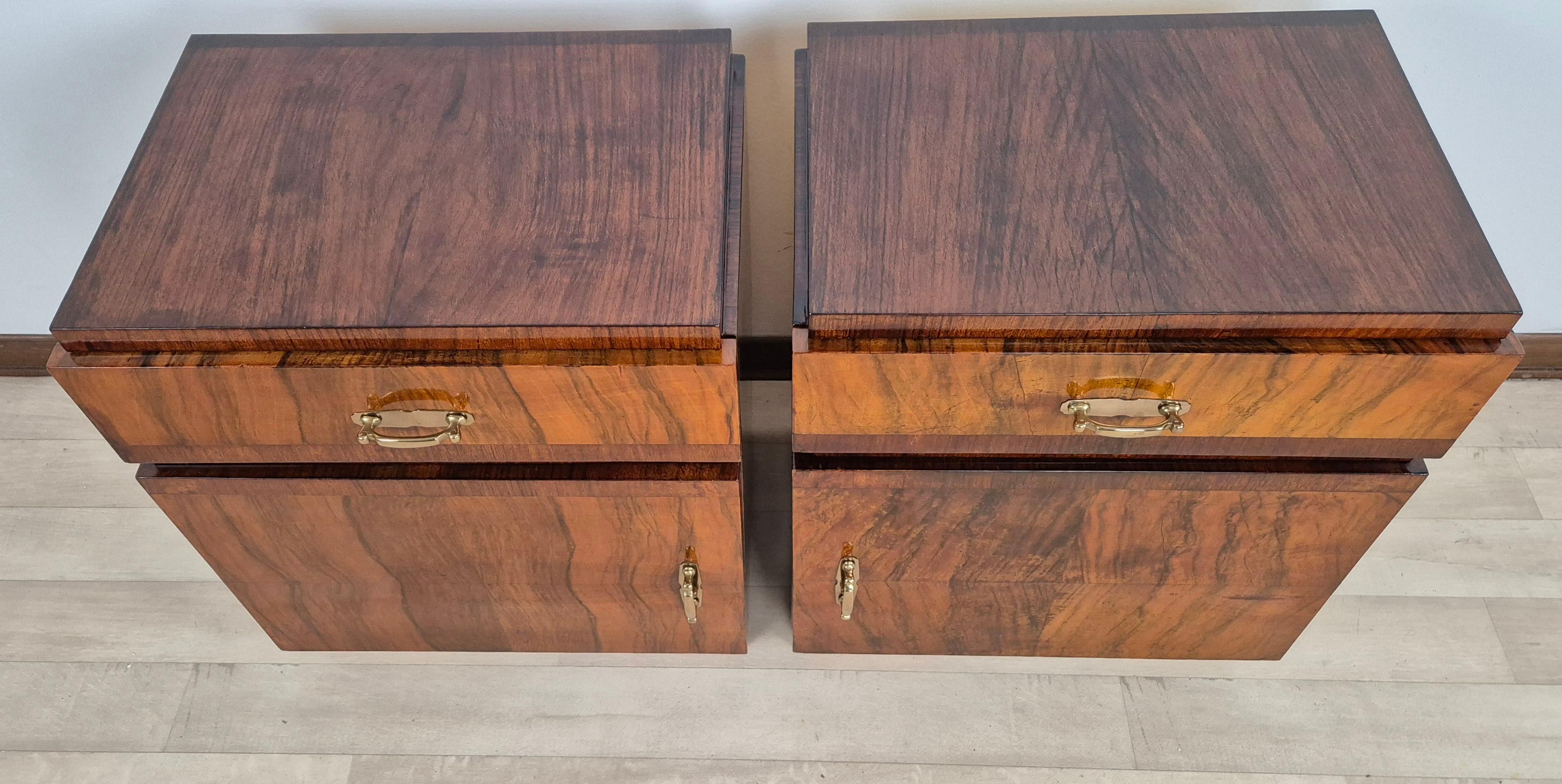 Brass Art Deco nightstands 