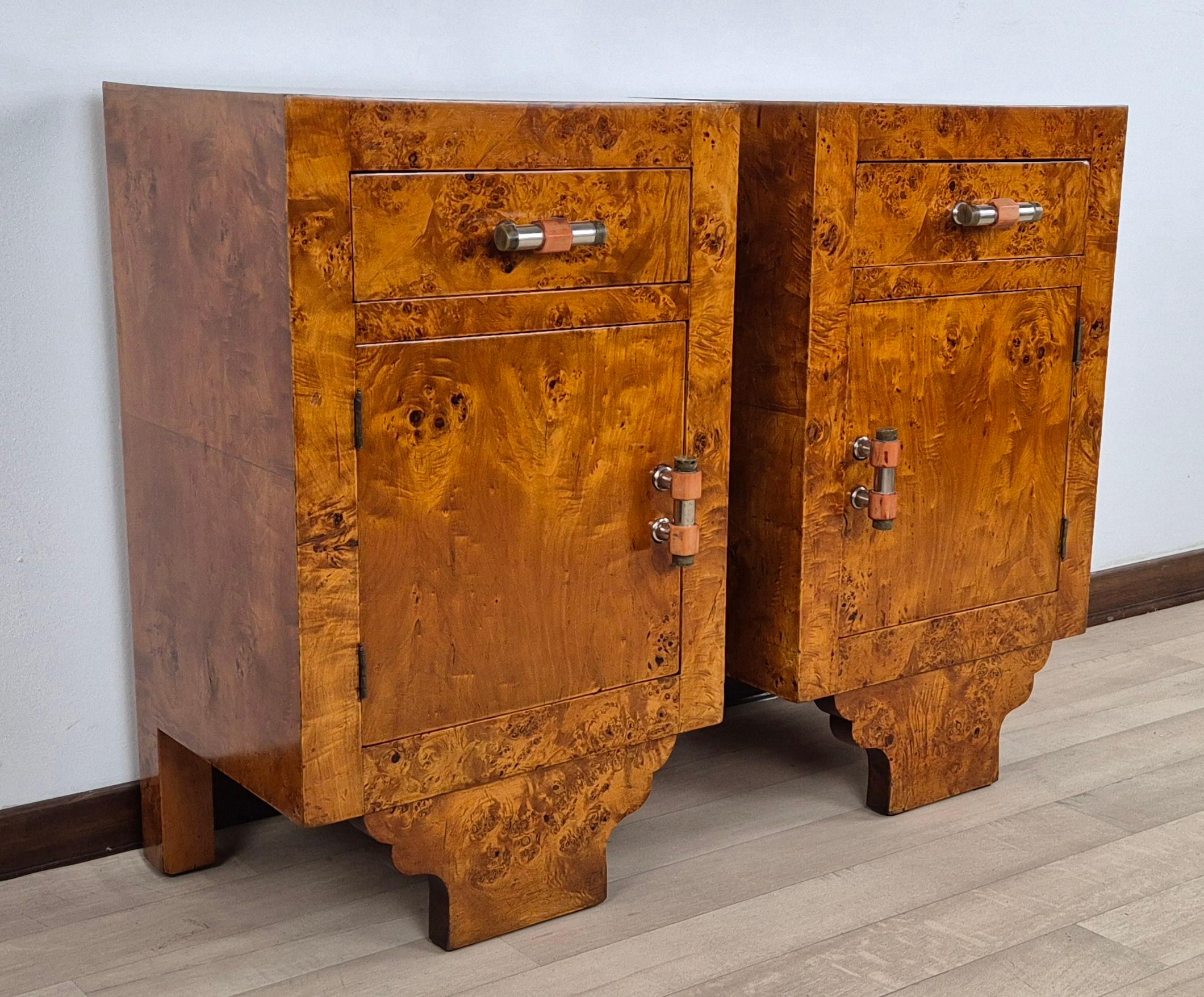 Mesillas de noche cubistas Art Déco Italian en venta