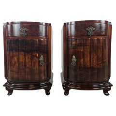 Art Deco nightstands in wood and brass from 1950s