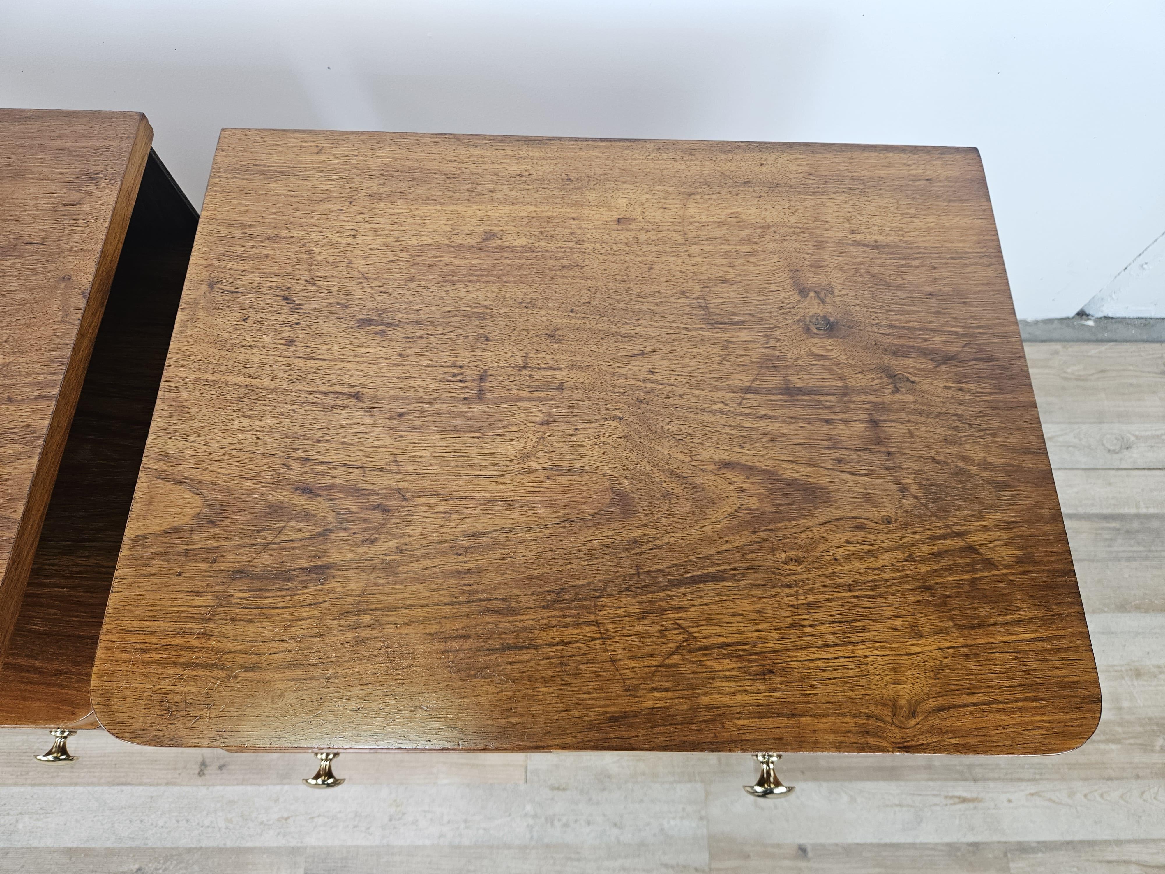 Mid-20th Century Comodini Art Decò in noce e ottone, 1940 en vente