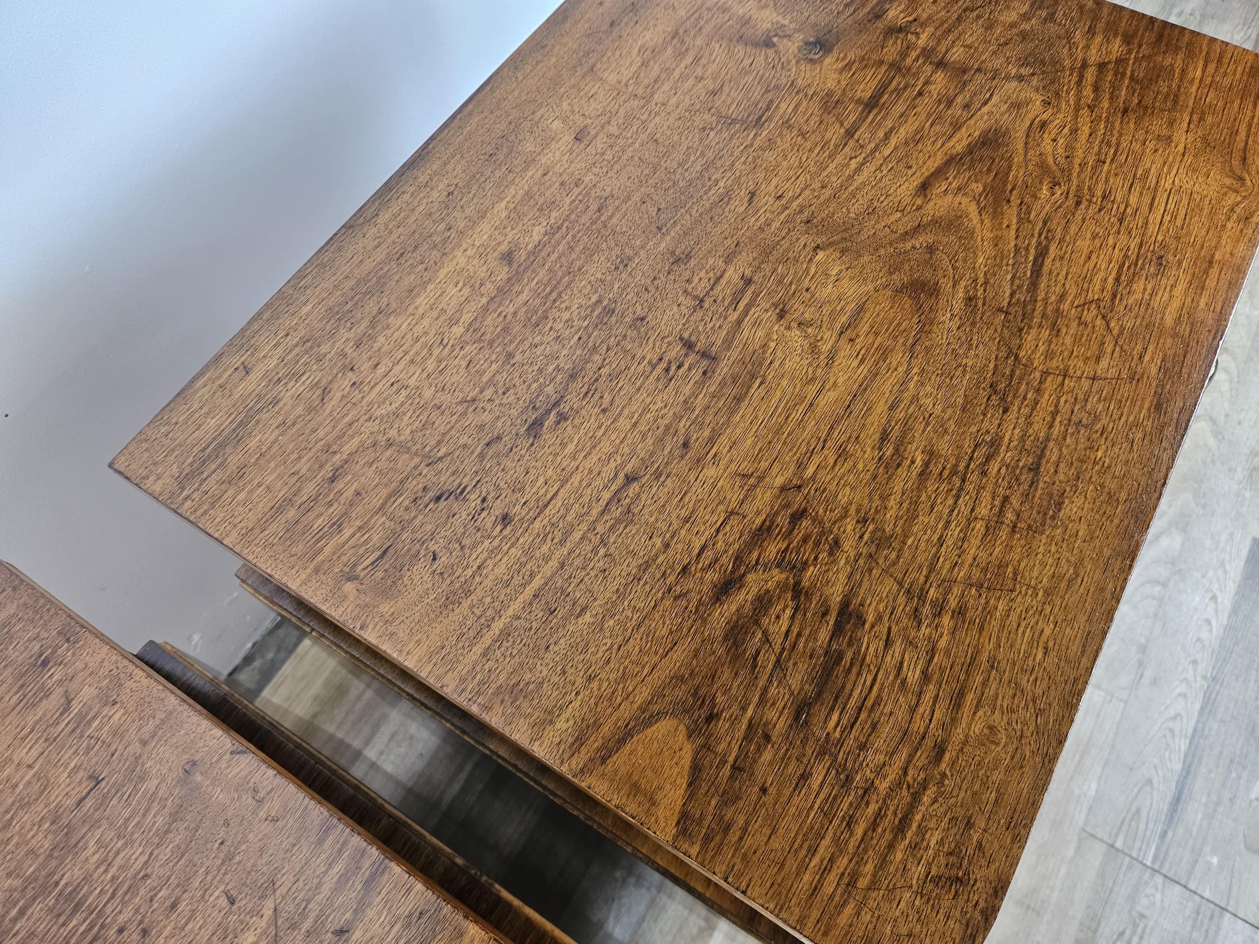 Comodini Art Decò in noce e ottone, 1940 en vente 2