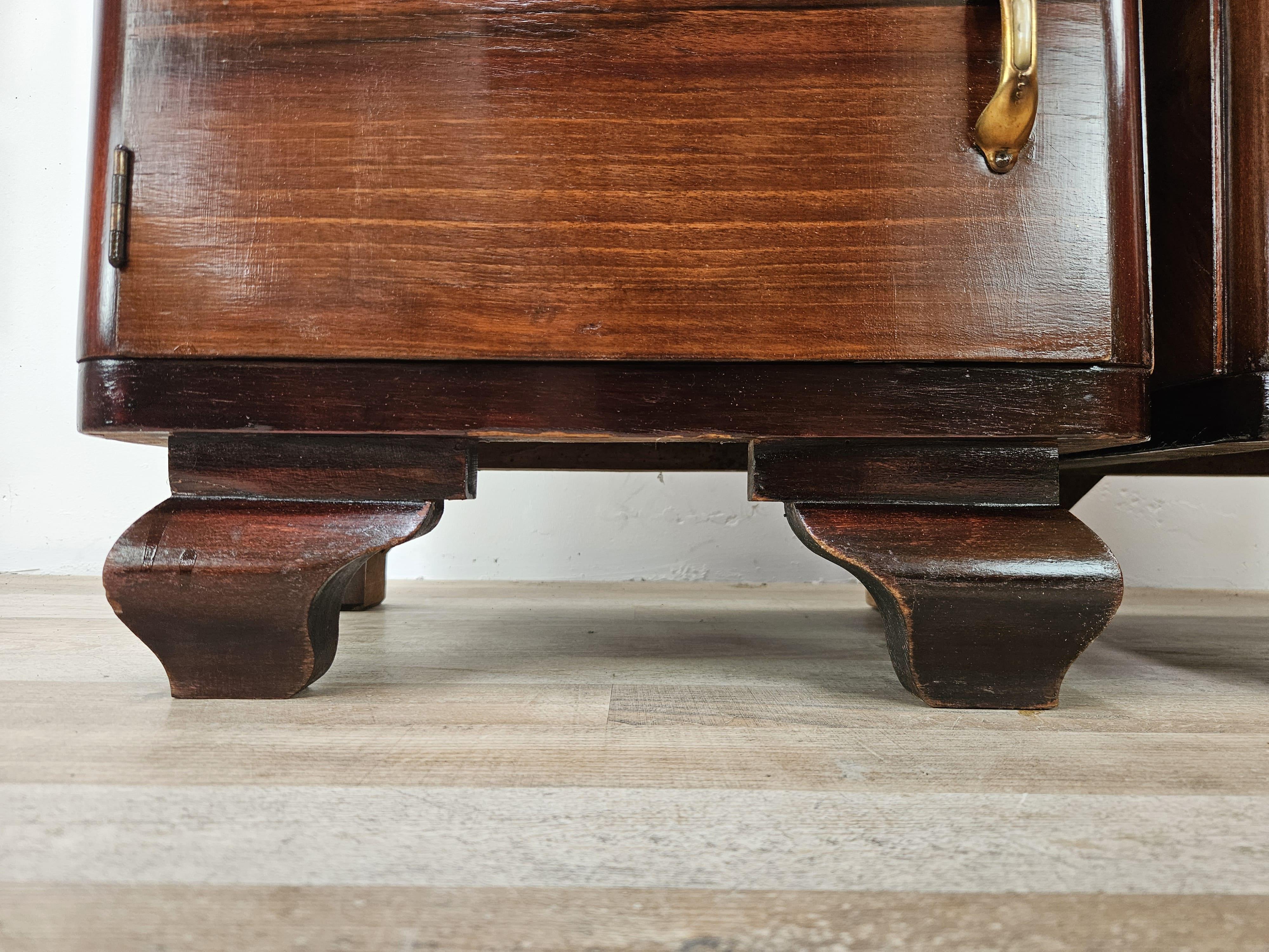Comodini Art Decò in piuma di mogano con vano e cassetto, 1940 in vendita 6