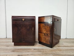 Comodini Art Decò in radica di quercia anni '50